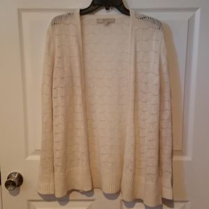 SALE!!! Ann Taylor Loft Off White Open Front Cardigan Zigzag Mod Sz M